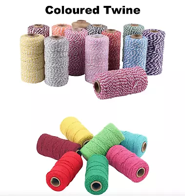 Twine Craft 500mm-30m Coloured Jute Gift Burlap 1mm Thick Garden String Cord • £1.75