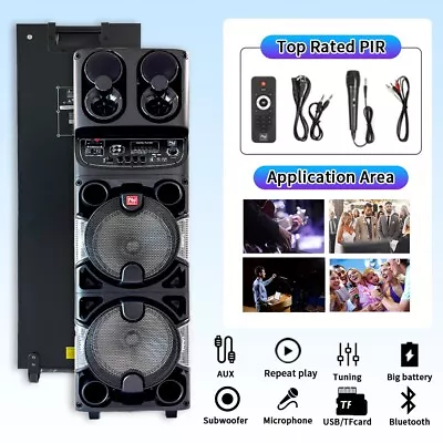 Dual 10  Woofer 4000W Bluetooth Speaker Rechargable For Party FM Karaok DJ AUX • $174.99