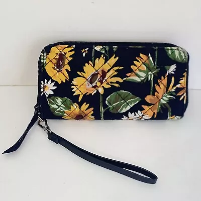 Vera Bradley Sunflowers RFID Accordion Wristlet Wallet With Detachable Strap • $39.99