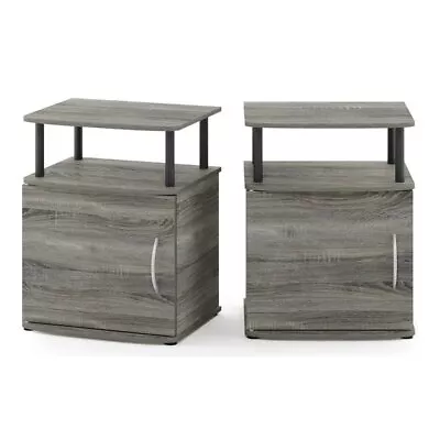 Furinno JAYA Engineered Wood End Table In French Oak Gray/Black (Set Of 2) • $86.59