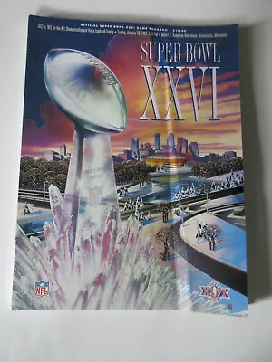 Super Bowl XXVI 26 Program Washington Redskins Buffalo Bills Mark Rypien MVP • $13.99