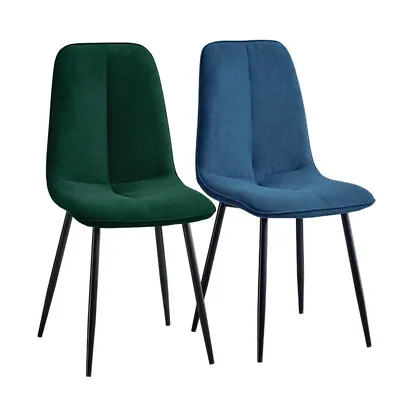 £99.99 • Buy Set Of 2 Velvet Dining Chairs High Back Padded Seat Dinning Room Home Office UK