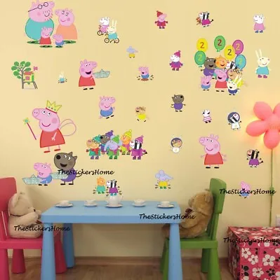 £6.98 • Buy Peppa Pig Wall Stickers Baby Kids Bedroom Nursery Decor Art Mural Decal