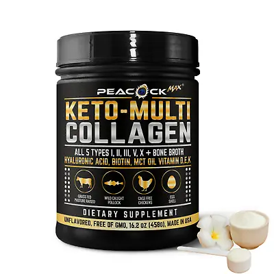 Keto Collagen Powder 5 Type Bone Broth Unflavored Hyaluronic Acid MCT Vitamin DK • $15.99