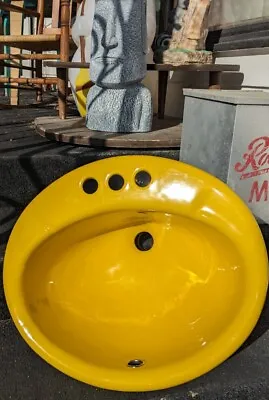 Vtg Lemon Yellow Oval Drop In Bath Sink NOS Kohler RETRO MID CENTURY MODERN RARE • $249.99