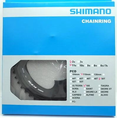 Shimano 105 FC-R7000 Chainring 50T For 50-34T Black 11 Spd FC-R8000 Usable • $135.64