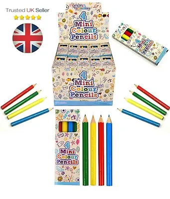 1 - 240 Packs 4 Mini Colouring PENCILS Kids Party Bags Fillers Toys Lucky Dip UK • £49.95