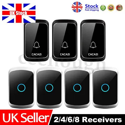 £8.66 • Buy Wireless Door Bell Chime Waterproof 300M Range 1/2 Doorbell + 2/4/6/8 Receivers