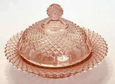 Anchor Hocking MISS AMERICA Pink Depression Covered Butter Dish Dome Lid Antique • $305.33