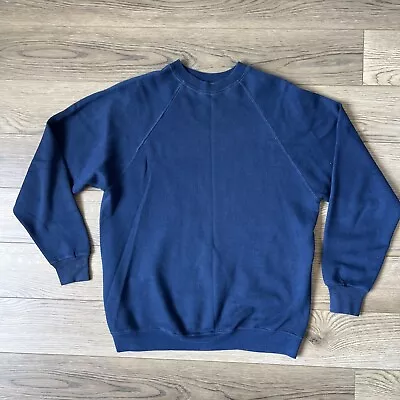Vintage 70s Springfoot Products Blue Crewneck Pullover Sweatshirt Size Large • $39.95
