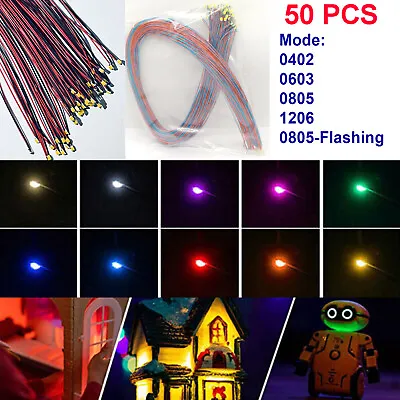 50 Pcs Wired SMD Micro Litz Pre-Soldered LED 0402 0603 0805 1206 Wired SMD • $9.59