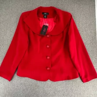 Midnight Velvet Red Blazer Size 16 Lined 4 Button Closure Long Sleeves • $25