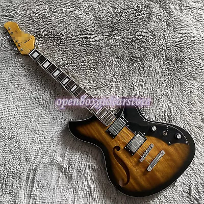 Sunburst Electric Guitar Rosewood Fretboard Semi Hollow Body Chrome Part 6String • $220