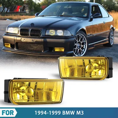 Fog Lights For 92-99 BMW E36/M3 3 Series Yellow Glass Lens Replacement Lamp Pair • $38.99