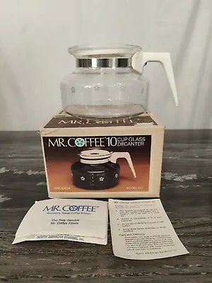 Vintage Mr. Coffee 10 Cup Glass Decanter Caraffe Model D-7 With Lid  1982 NOS • $17.99