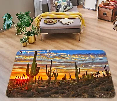 3D Dusk Cactus ZHUA2331 Game Non Slip Rug Mat Photo Carpet Vera • $57.78