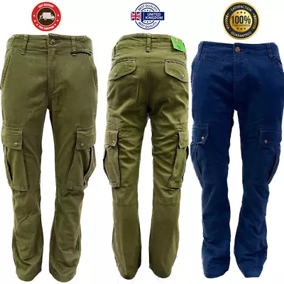 Mens New Cargo Trousers With Six Pockets Very High Quality Work Combat Trouser • £13.99