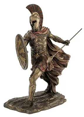 Cold Cast Bronze Greek Hero Achilles With Spear & Shield Statue Home Decor • $84.98