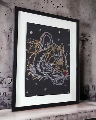 Bling 3D Effect Tiger Picture 35mm Deep Box Frame Size A2  Made With Diamonte  • £29.99