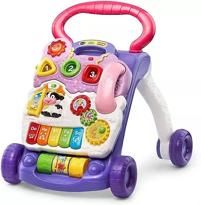 VTech Baby Push Walker Toddler Interactive Learning Toy Sit-to-Stand Lavender • $32.99