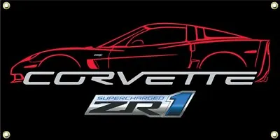 Big Banner Corvette C6 ZR1 Silhouette Sign Poster Racing 4'x2' • $63.98
