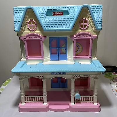 Vintage 1993 Fisher Price Loving Family Dream Folding Doll House Blue White Pink • $129.99