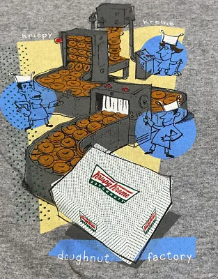 $34.99 • Buy Vintage 90s Krispy Kreme Ringer T-shirt XL Anvil Gray Cuff Sleeves Front Back