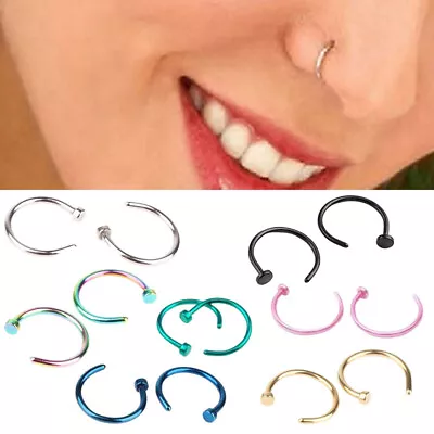 20Pcs C Shape Fake Nose Ring Hoop Septum Rings Stainless Steel Nose Piercing 20G • $3.99