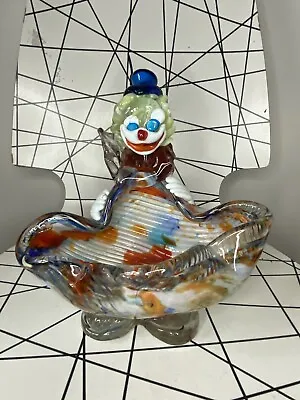 Vintage Murano Glass Clown Bowl / Bon Bon Dish Heavy Retro  See Description • £28.99