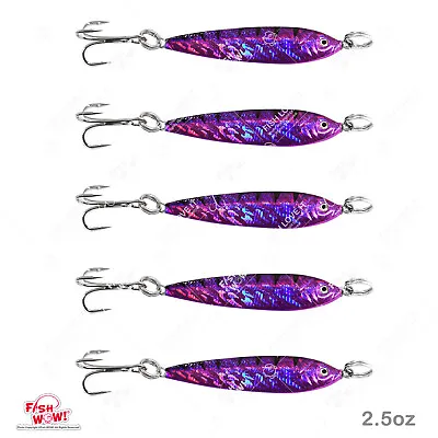 Fish WOW! 5pcs 2.5oz Purple Fishing Mega Live Bait Metal Luna Lure Jig Saltwater • $25.99