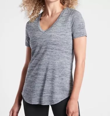 ATHLETA XXS Breezy Scoop V Tee  Flint Heather Modal Top Women Size 2X Small • $18