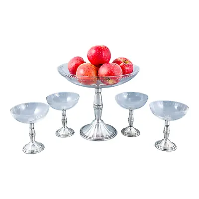 Jugendstil Art Nouveau WMF Silver Plated Cut-glass Serving Tazza 4 Dessert Bowls • $854.08