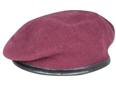 Military Beret 100% Wool Leather Banded Silk Lined Army Cadet Hat Cap 7 Colours • $25.82