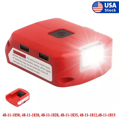 Dual USB Charger Adapter M18 Power Source W/LED Work Light For Milwaukee Battery • $18.22