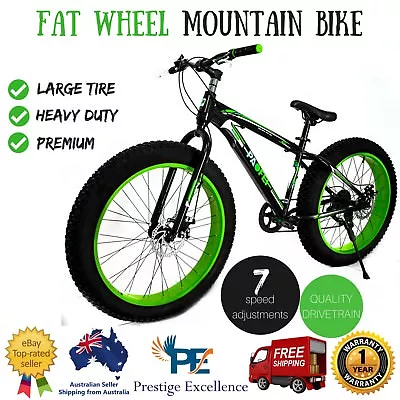 Fat Wheel Mountain Bike Heavy Duty Large Bicycle 7 Speed Disk Brakes Sand Beach • $879