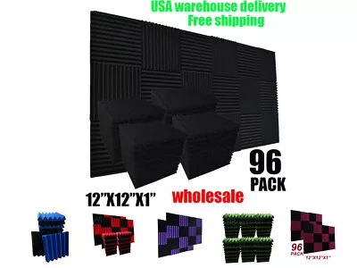 96 PACK 12 X 12 X1  Acoustic Foam Panel Wedge Studio Sound Absorb Wall Wedge • $49.99