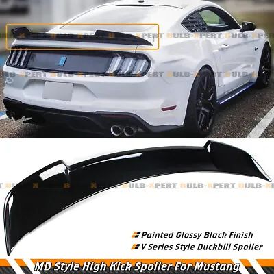 For 2015-2023 Ford Mustang Gt Gloss Black Md Style Highkick Trunk Spoiler Wing • $121.99