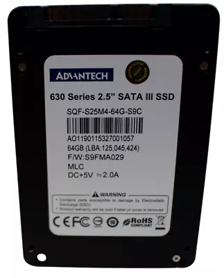 Advantech SQF-S25M4-64G-S9C 64GB SATA 2.5  SSD Price Inc VAT 100% Health • £9.99