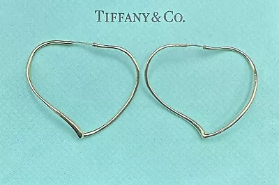 Large Tiffany & Co. Open Heart 18K Yellow Gold Drop Earrings - Elsa Peretti • $1099.99