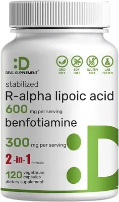 R Alpha Lipoic Acid 600Mg With Benfotiamine 300Mg Per Serving 120 Veggie Capsul • $33.92