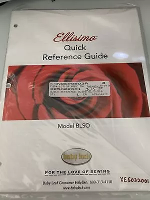 Baby Lock BLSO Ellisimo Book Quick Reference Guide Sealed XE5022001 • $17.49