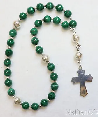Episcopal Anglican Rosary Malachite & Sterling Silver • $240.24
