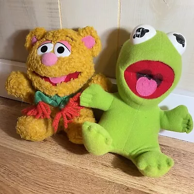 Vintage Muppets Plush Set Baby Fozzie Bear & Kermit Toys  7  1987 Jim Henson • $12.50