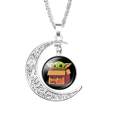 Lovely Baby Yoda Necklace Star Wars Mandalorian Pendant Kids Adopt This Jedi • £3.59