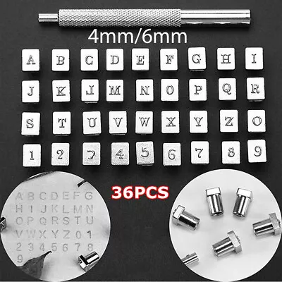 36Pcs DIY Leather Craft Stamp Metal Punch Set Logo Alphabet Letter Number Tools • £8.15