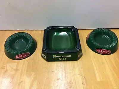 MANNS HUNTSMAN ENGLISH BREWERY ASHTRAY Pub Man Cave VINTAGE COLLECTIBLE GLASS • $90