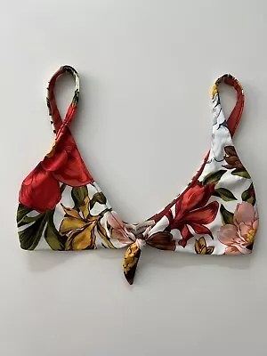 Mara Hoffman Bikini Top Womens Size S Multi Floral Tie Front Swim UPF 50 • $34