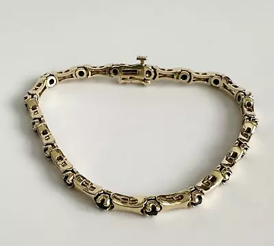 14k Solid Yellow Gold Vintage Sapphire Chain Link Bracelet 6.75  • £1002