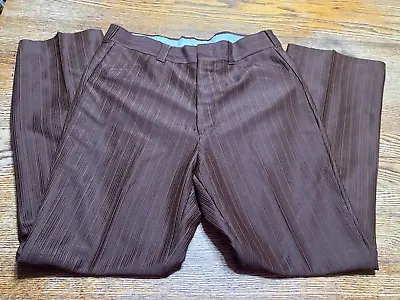 Vintage 70s Brown Striped 32 X 30 Mens Sharkskin Pants • $24.99