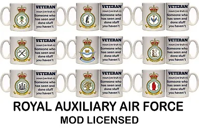 ROYAL AUXILIARY AIR FORCE RAF MILITARY VETERAN 11oz & 15oz MUG (MI51) SQUADRONS • £8.99